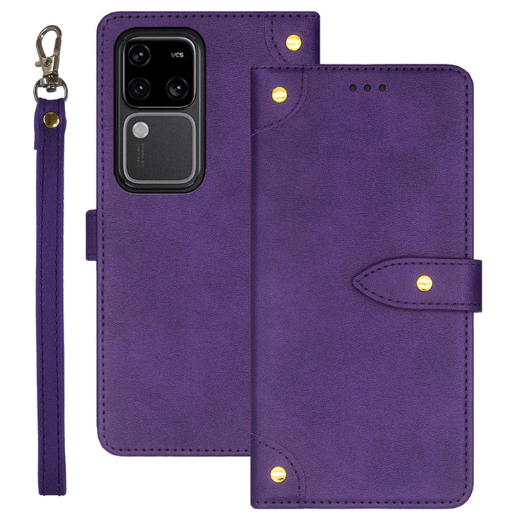 IDEWEI For vivo V30 Pro 5G Case Anti-Scratch PU Leather Card Slots Cell Phone Cover - Purple