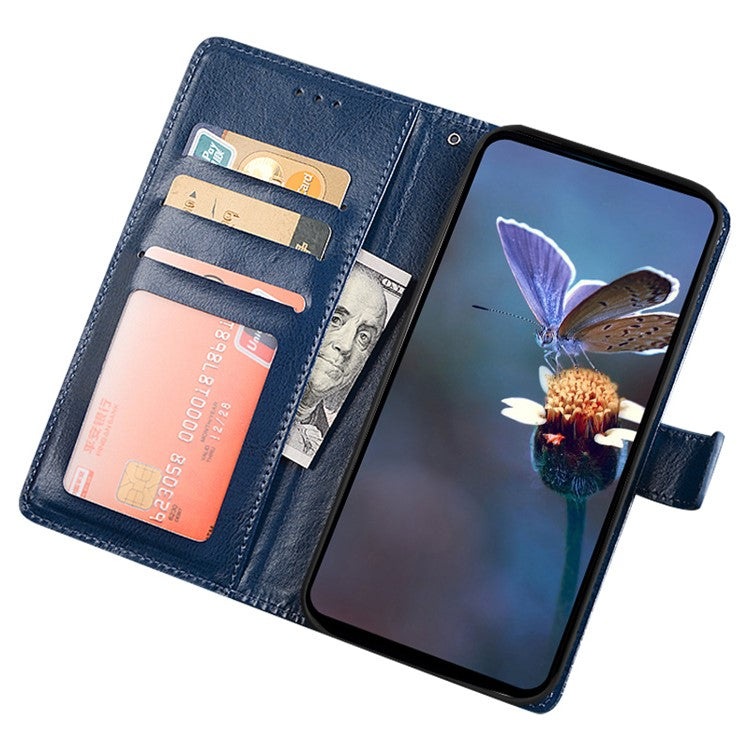 IDEWEI For vivo V30 Pro 5G Case Leather Crazy Horse Texture Phone Cover with Photo Card Slots - Blue