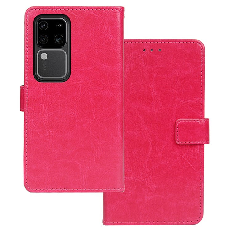 IDEWEI For vivo V30 Pro 5G Case Leather Crazy Horse Texture Phone Cover with Photo Card Slots - Rose