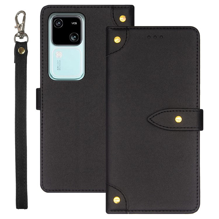 IDEWEI For vivo V30 5G Anti-Scratch PU Leather Phone Case Card Slots Cell Phone Cover - Black