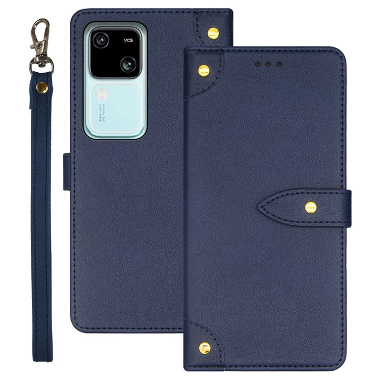 IDEWEI For vivo V30 5G Anti-Scratch PU Leather Phone Case Card Slots Cell Phone Cover - Blue