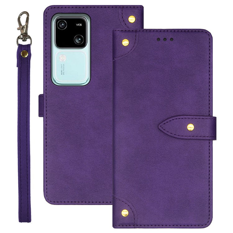 IDEWEI For vivo V30 5G Anti-Scratch PU Leather Phone Case Card Slots Cell Phone Cover - Purple