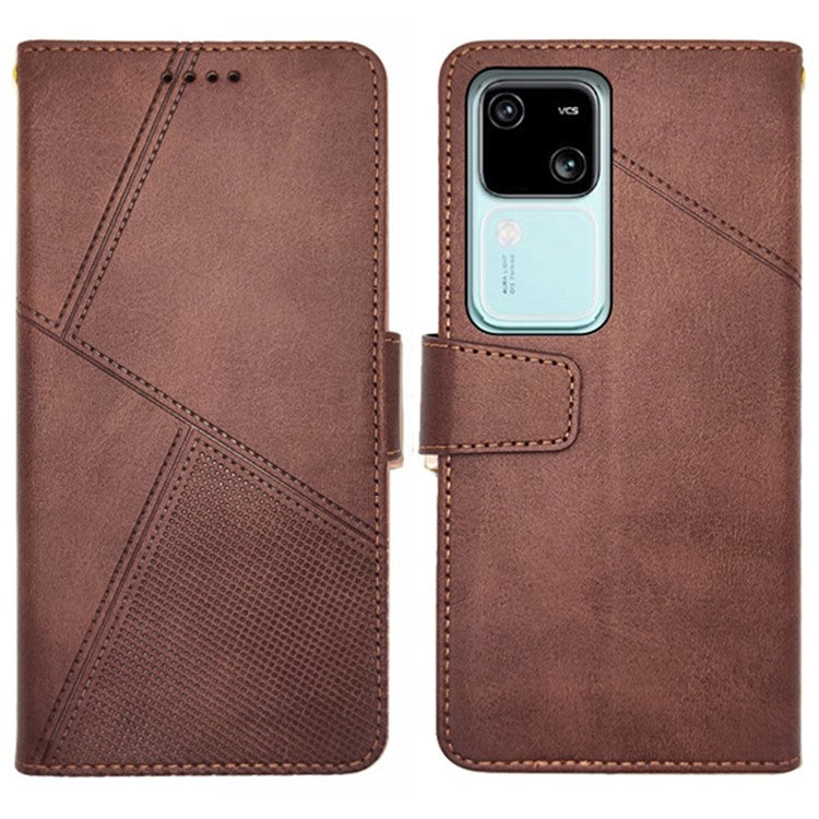 IDEWEI For vivo V30 5G PU Leather Case Card Slots Wallet Calf Texture Phone Cover - Brown