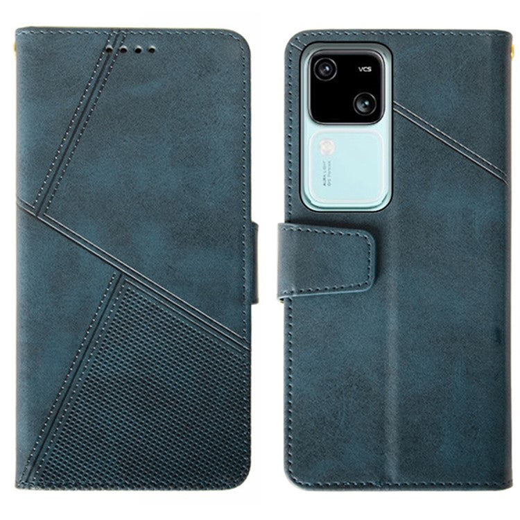 IDEWEI For vivo V30 5G PU Leather Case Card Slots Wallet Calf Texture Phone Cover - Blue