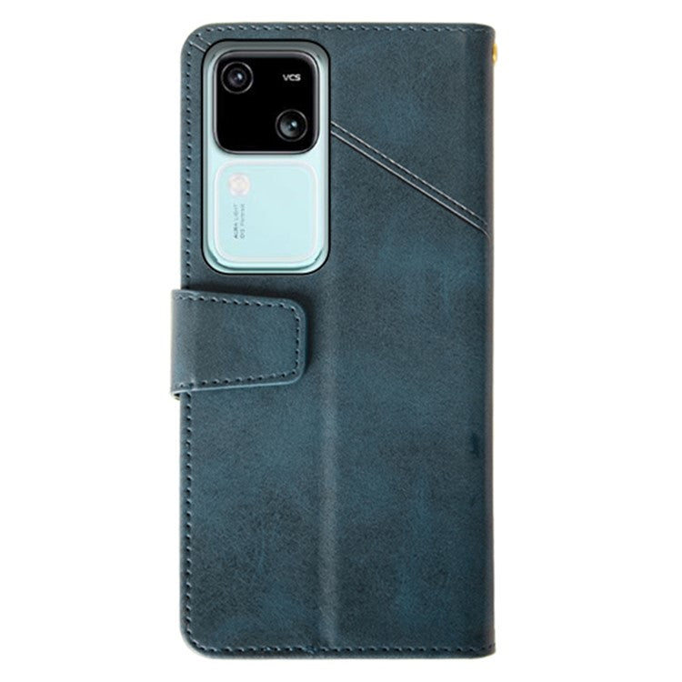 IDEWEI For vivo V30 5G PU Leather Case Card Slots Wallet Calf Texture Phone Cover - Blue