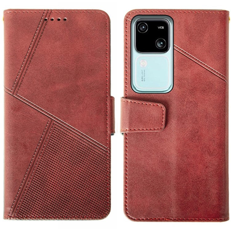 IDEWEI For vivo V30 5G PU Leather Case Card Slots Wallet Calf Texture Phone Cover - Red