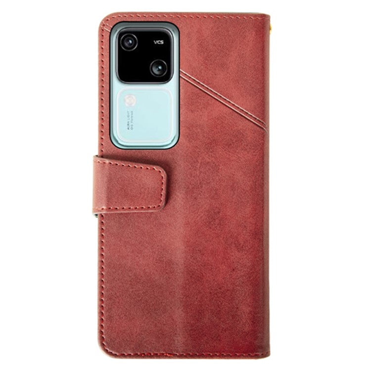 IDEWEI For vivo V30 5G PU Leather Case Card Slots Wallet Calf Texture Phone Cover - Red