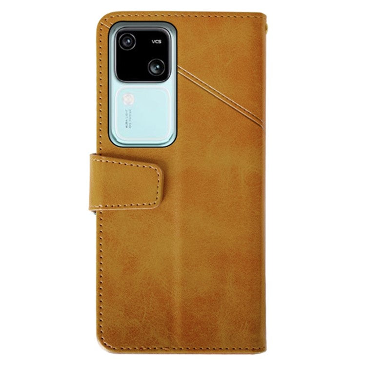 IDEWEI For vivo V30 5G PU Leather Case Card Slots Wallet Calf Texture Phone Cover - Orange