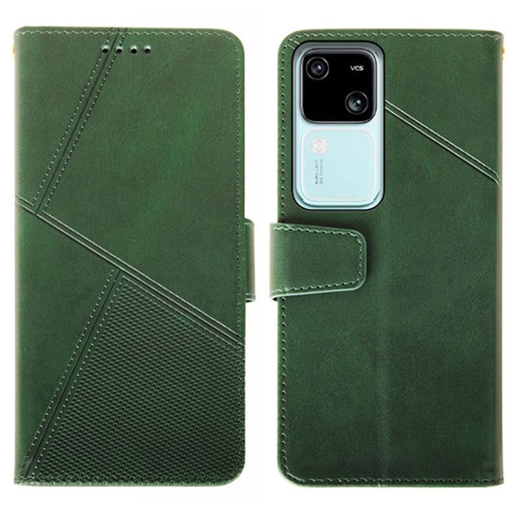 IDEWEI For vivo V30 5G PU Leather Case Card Slots Wallet Calf Texture Phone Cover - Green