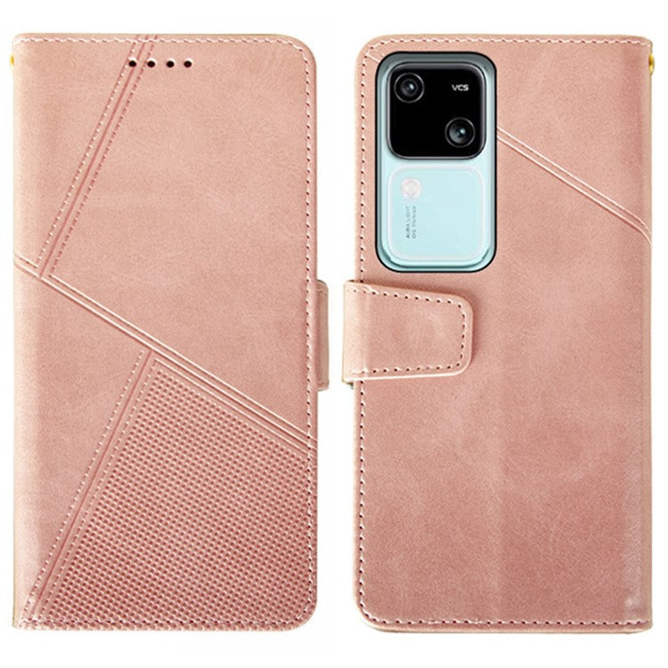 IDEWEI For vivo V30 5G PU Leather Case Card Slots Wallet Calf Texture Phone Cover - Pink