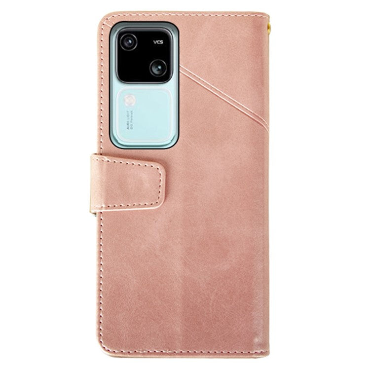 IDEWEI For vivo V30 5G PU Leather Case Card Slots Wallet Calf Texture Phone Cover - Pink