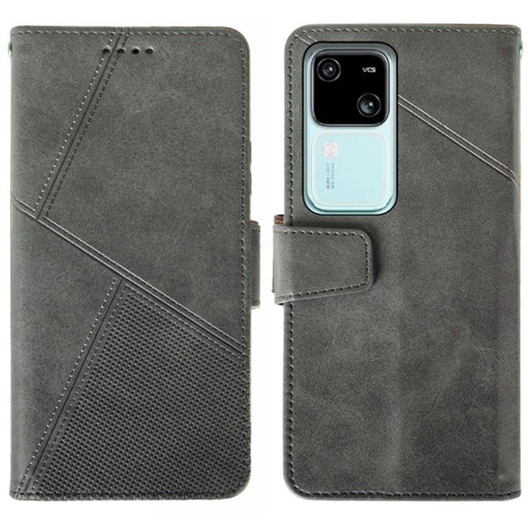 IDEWEI For vivo V30 5G PU Leather Case Card Slots Wallet Calf Texture Phone Cover - Grey