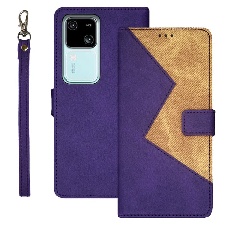 IDEWEI For vivo V30 5G Leather Case with 3 Card Slots Stand Phone Cover - Purple