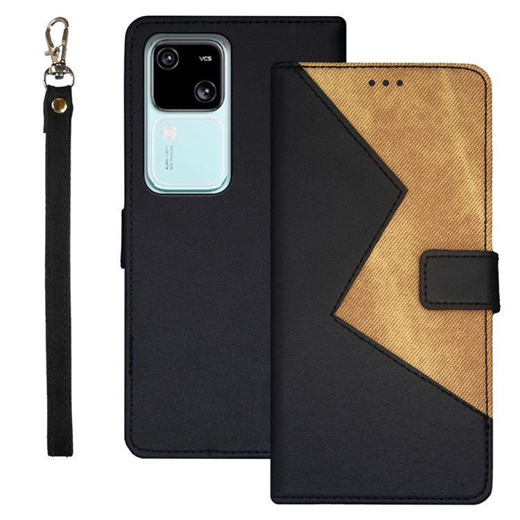 IDEWEI For vivo V30 5G Leather Case with 3 Card Slots Stand Phone Cover - Black