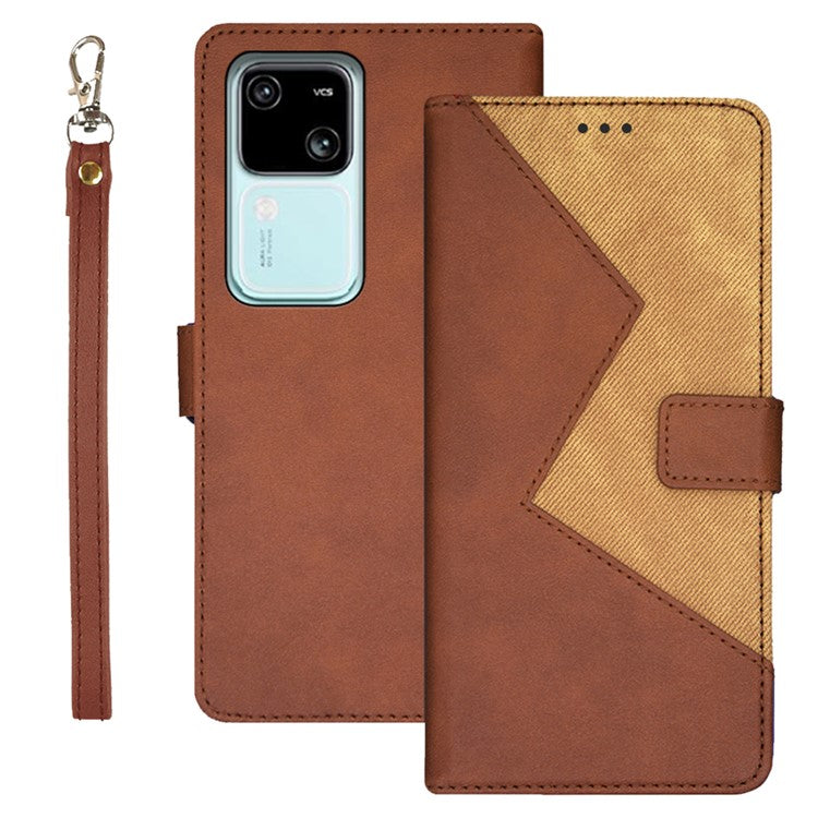 IDEWEI For vivo V30 5G Leather Case with 3 Card Slots Stand Phone Cover - Brown