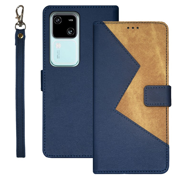 IDEWEI For vivo V30 5G Leather Case with 3 Card Slots Stand Phone Cover - Blue