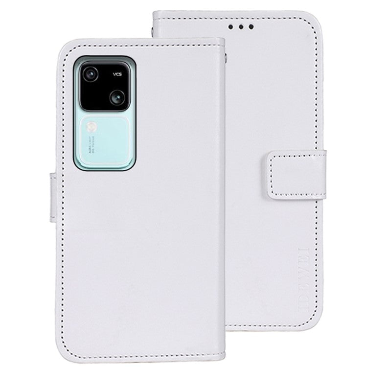 IDEWEI For vivo V30 5G Case Crazy Horse Card Holder PU Leather Stand Phone Cover - White