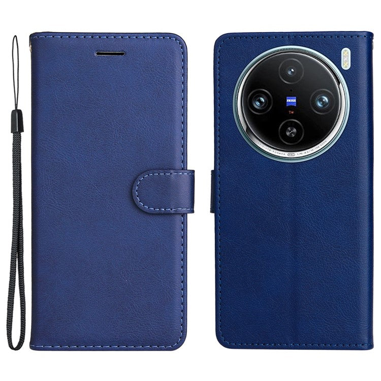 KT Leather Series-2 for vivo X100 Pro 5G Magnetic Case Leather Flip Wallet Phone Cover - Blue