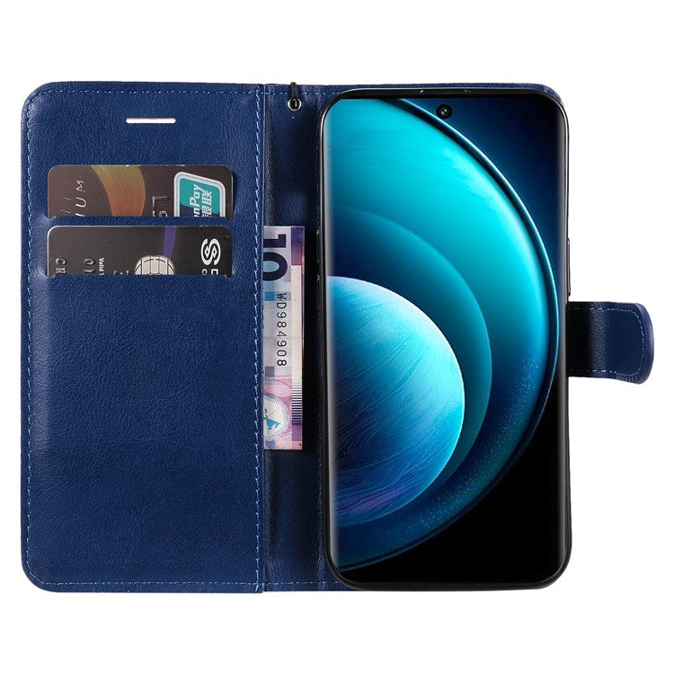 KT Leather Series-2 for vivo X100 Pro 5G Magnetic Case Leather Flip Wallet Phone Cover - Blue