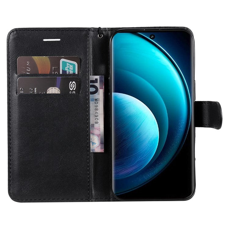 KT Leather Series-2 for vivo X100 Pro 5G Magnetic Case Leather Flip Wallet Phone Cover - Black