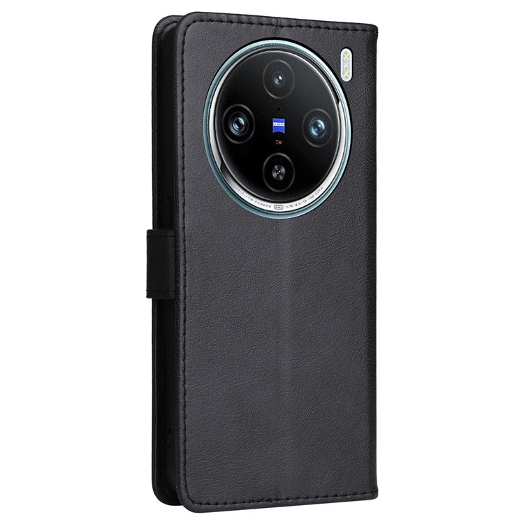 KT Leather Series-2 for vivo X100 Pro 5G Magnetic Case Leather Flip Wallet Phone Cover - Black