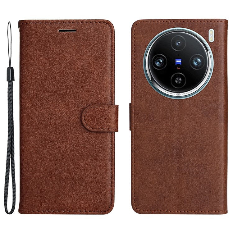 KT Leather Series-2 for vivo X100 Pro 5G Magnetic Case Leather Flip Wallet Phone Cover - Brown