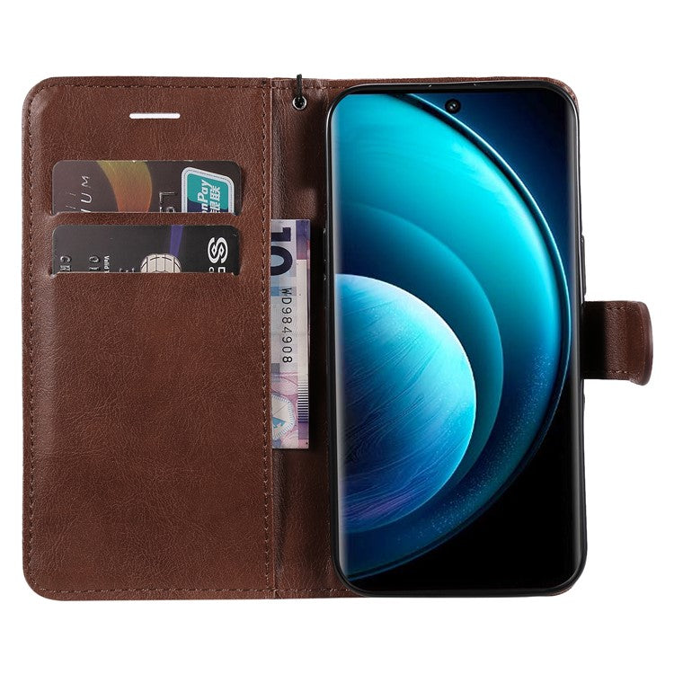 KT Leather Series-2 for vivo X100 Pro 5G Magnetic Case Leather Flip Wallet Phone Cover - Brown