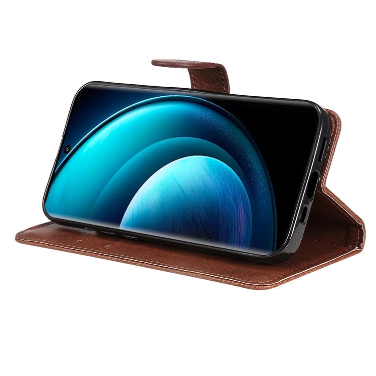 KT Leather Series-2 for vivo X100 Pro 5G Magnetic Case Leather Flip Wallet Phone Cover - Brown