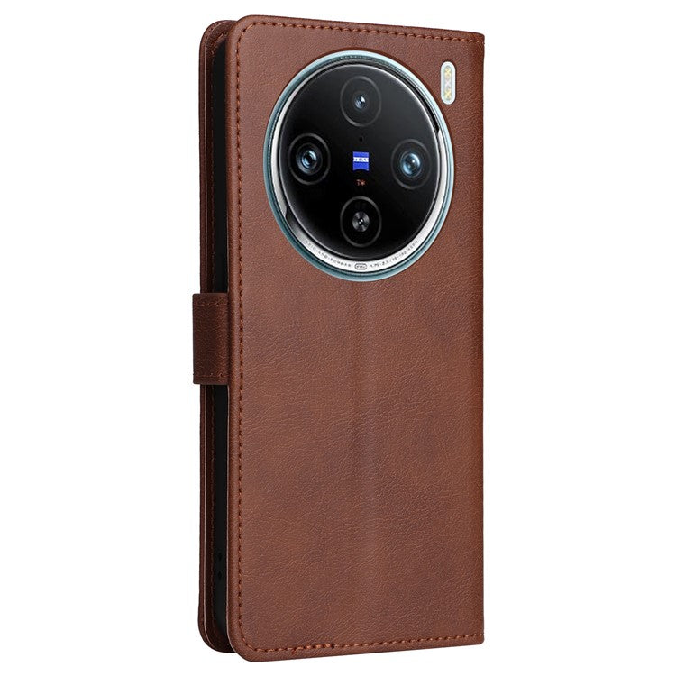 KT Leather Series-2 for vivo X100 Pro 5G Magnetic Case Leather Flip Wallet Phone Cover - Brown