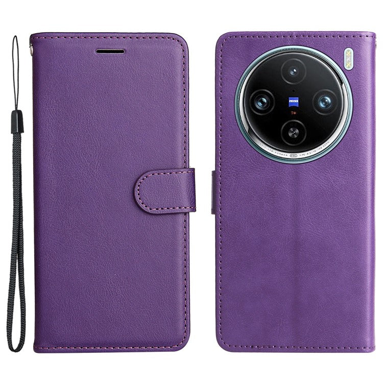 KT Leather Series-2 for vivo X100 Pro 5G Magnetic Case Leather Flip Wallet Phone Cover - Purple