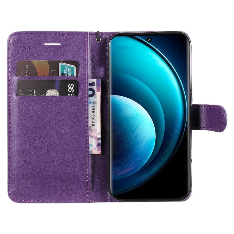 KT Leather Series-2 for vivo X100 Pro 5G Magnetic Case Leather Flip Wallet Phone Cover - Purple