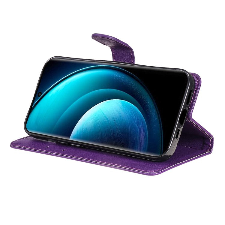 KT Leather Series-2 for vivo X100 Pro 5G Magnetic Case Leather Flip Wallet Phone Cover - Purple