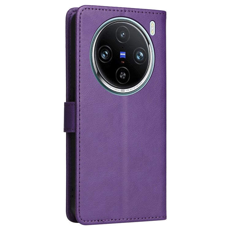 KT Leather Series-2 for vivo X100 Pro 5G Magnetic Case Leather Flip Wallet Phone Cover - Purple