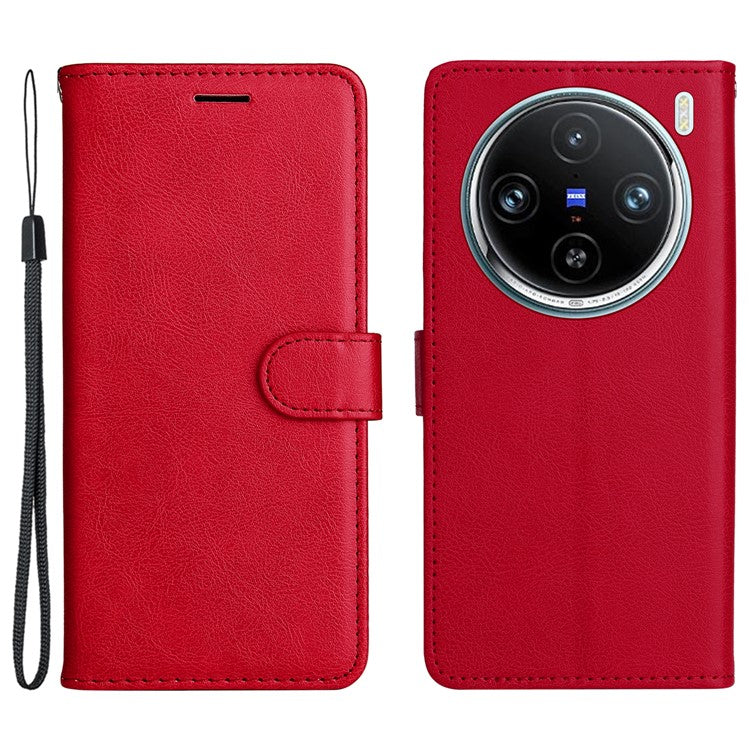 KT Leather Series-2 for vivo X100 Pro 5G Magnetic Case Leather Flip Wallet Phone Cover - Red