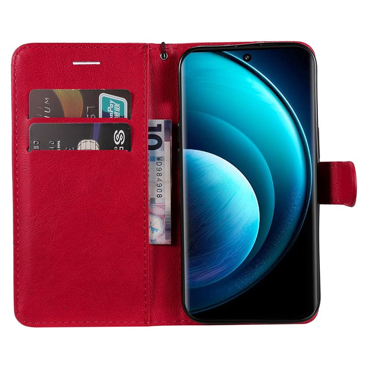 KT Leather Series-2 for vivo X100 Pro 5G Magnetic Case Leather Flip Wallet Phone Cover - Red