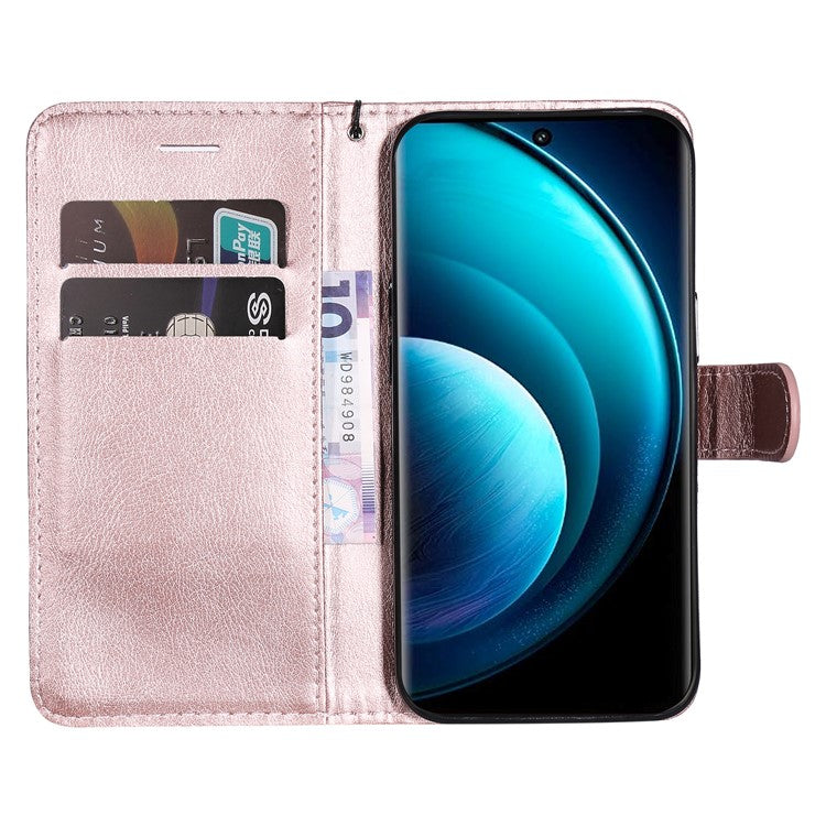 KT Leather Series-2 for vivo X100 Pro 5G Magnetic Case Leather Flip Wallet Phone Cover - Rose Gold