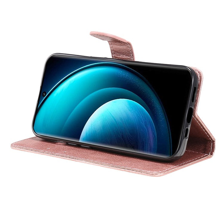 KT Leather Series-2 for vivo X100 Pro 5G Magnetic Case Leather Flip Wallet Phone Cover - Rose Gold