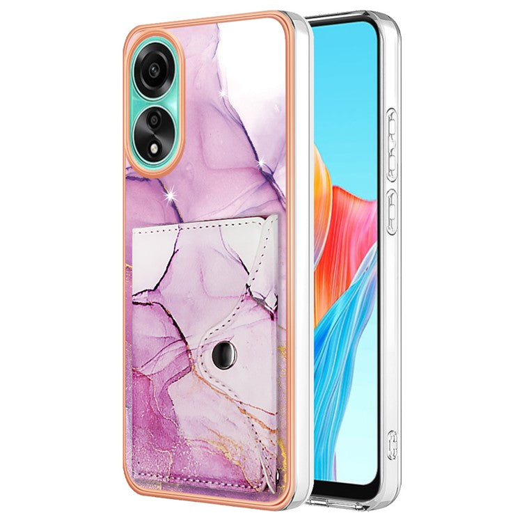 YB Leather Coating Series-9 for Oppo A78 4G Case IMD Pattern Card Slot Phone Shell - 001 Purple