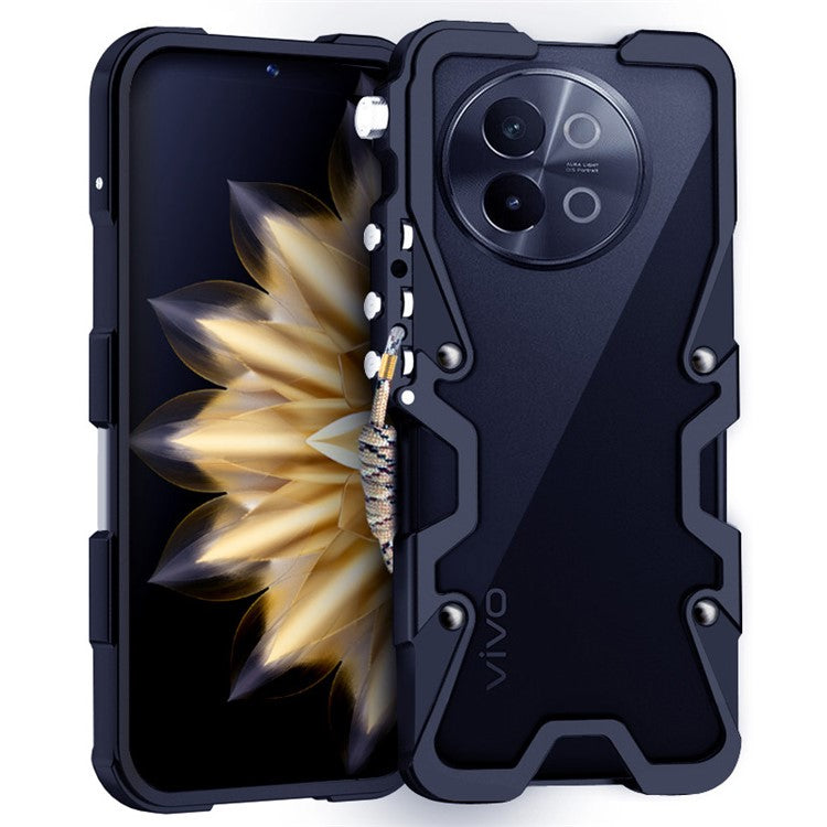 For vivo S18e 5G Case Mechanical Arm Aluminium Alloy Impact Resistant Phone Cover - Black