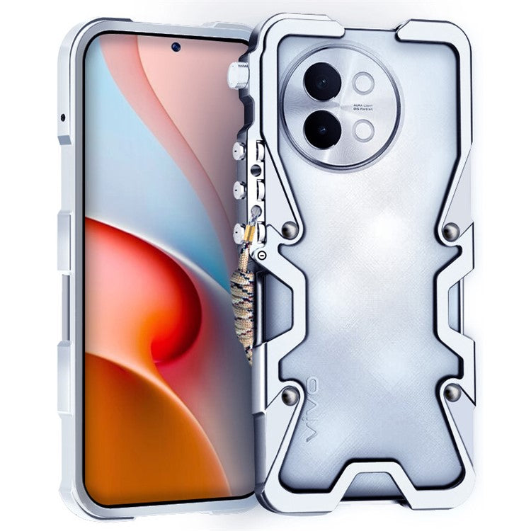 For vivo S18e 5G Case Mechanical Arm Aluminium Alloy Impact Resistant Phone Cover - Silver