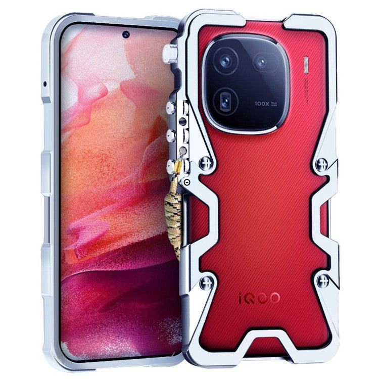 For vivo iQOO 12 Pro 5G Phone Case Mechanical Arm Aluminium Alloy Protective Cover - Silver