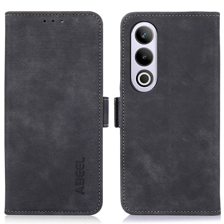 ABEEL For OnePlus Nord CE4 5G  / Oppo K12 Case Retro PU Leather Magnetic Flip Phone Cover - Black