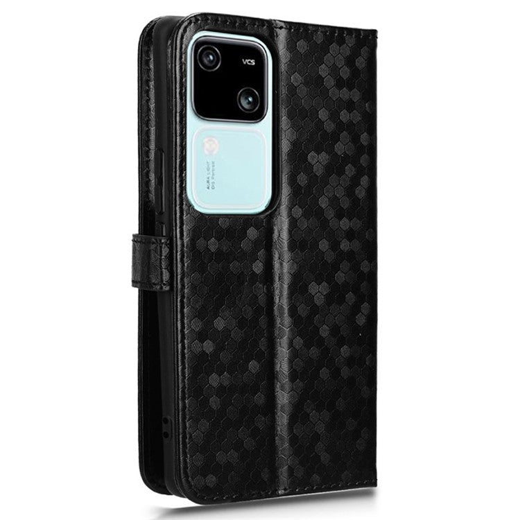 For vivo S18 5G / S18 Pro 5G / V30 5G / V30 Pro 5G Case PU Leather Dots Pattern Wallet  Phone Cover - Black