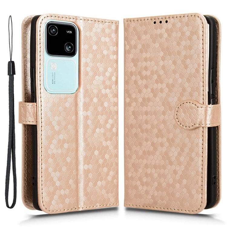 For vivo S18 5G / S18 Pro 5G / V30 5G / V30 Pro 5G Case PU Leather Dots Pattern Wallet  Phone Cover - Rose Gold