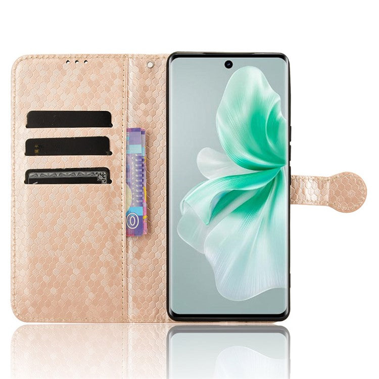 For vivo S18 5G / S18 Pro 5G / V30 5G / V30 Pro 5G Case PU Leather Dots Pattern Wallet  Phone Cover - Rose Gold