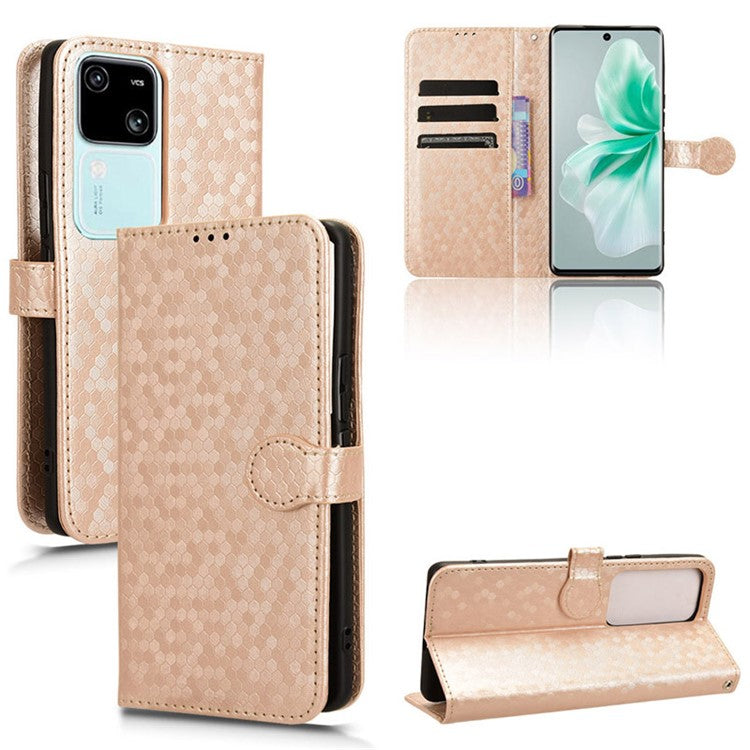 For vivo S18 5G / S18 Pro 5G / V30 5G / V30 Pro 5G Case PU Leather Dots Pattern Wallet  Phone Cover - Rose Gold