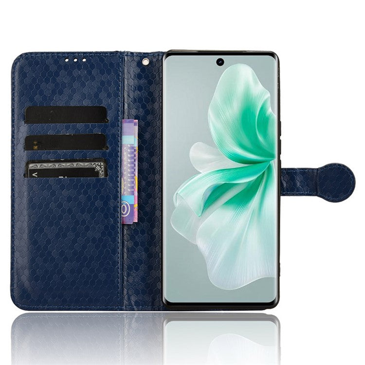 For vivo S18 5G / S18 Pro 5G / V30 5G / V30 Pro 5G Case PU Leather Dots Pattern Wallet  Phone Cover - Dark Blue