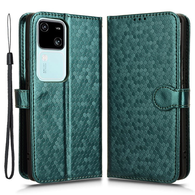 For vivo S18 5G / S18 Pro 5G / V30 5G / V30 Pro 5G Case PU Leather Dots Pattern Wallet  Phone Cover - Green