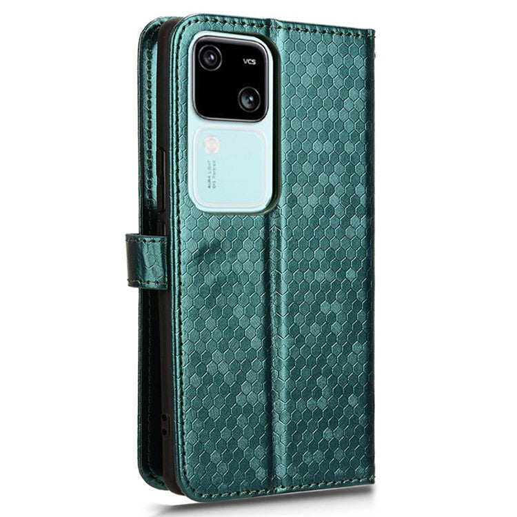 For vivo S18 5G / S18 Pro 5G / V30 5G / V30 Pro 5G Case PU Leather Dots Pattern Wallet  Phone Cover - Green