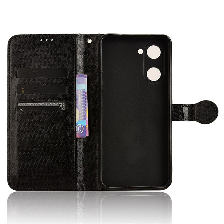 For vivo Y03 Case Dots Imprinted Shockproof Wallet Phone Cover - Black